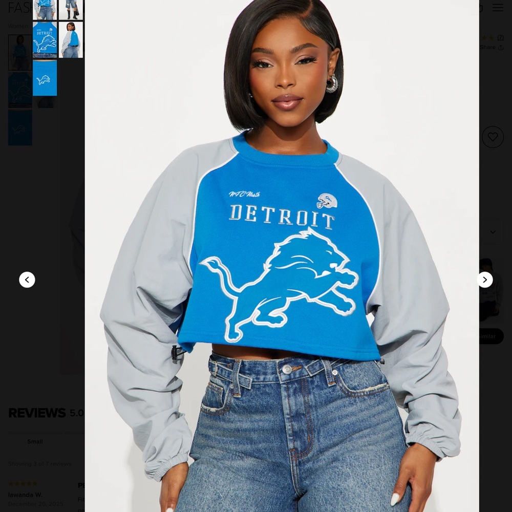 Fashion Nova Blue and Gray Detroit Sweatshirt